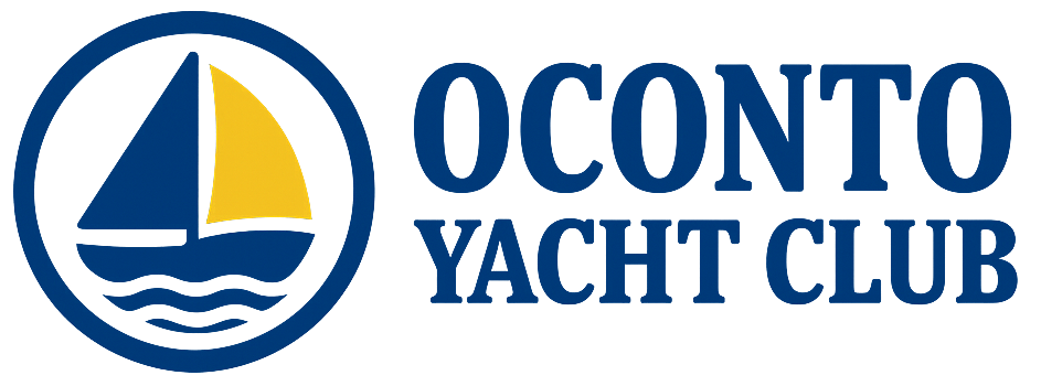 Oconto Yacht Club logo of a sailboat in a circle